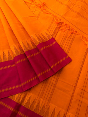 Korvai Stories - deep orange short mango body and red borders