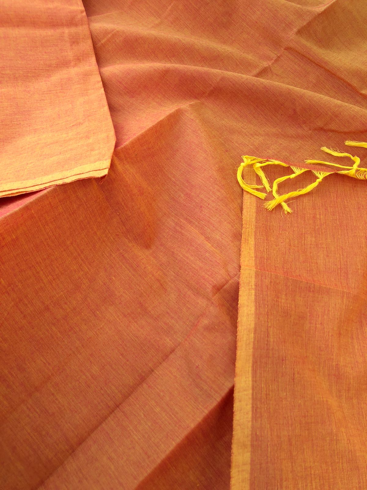7 to 11 - colours of full plain cotton sarees - sun set yellow and orange